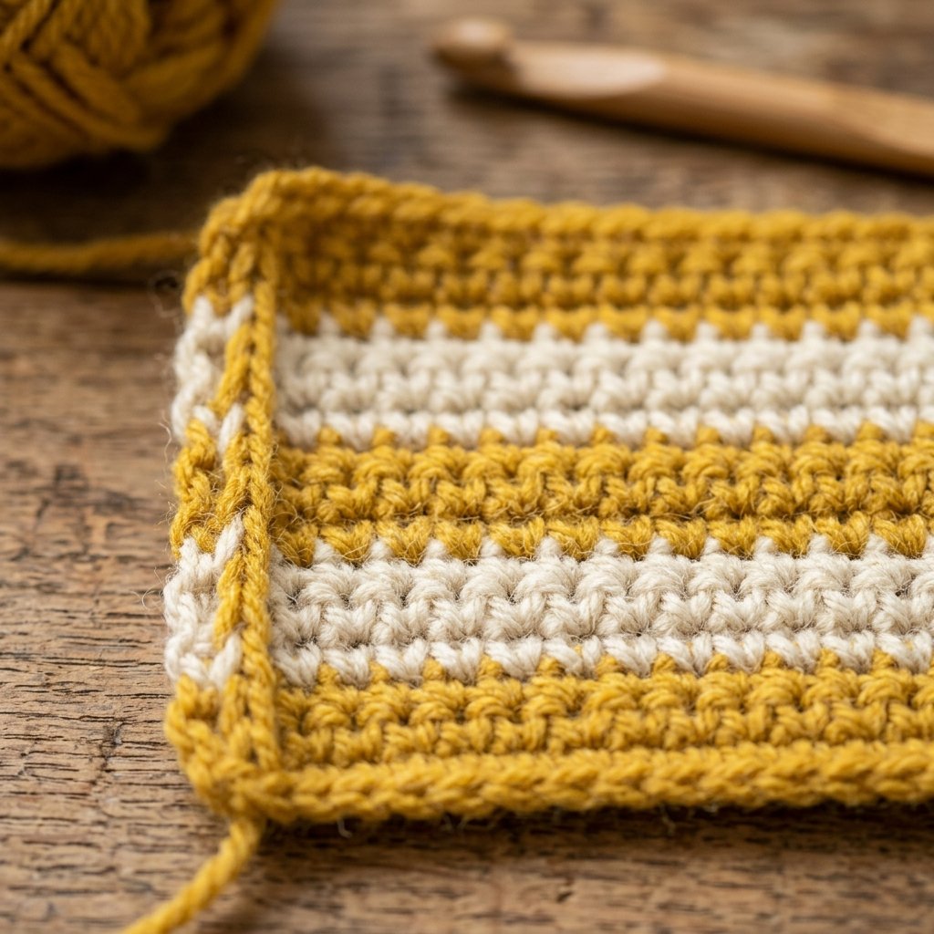 How to Crochet a Striped Pencil Case (Beginner-Friendly Pattern) crochet fabric swatch with stripes 20260914031632