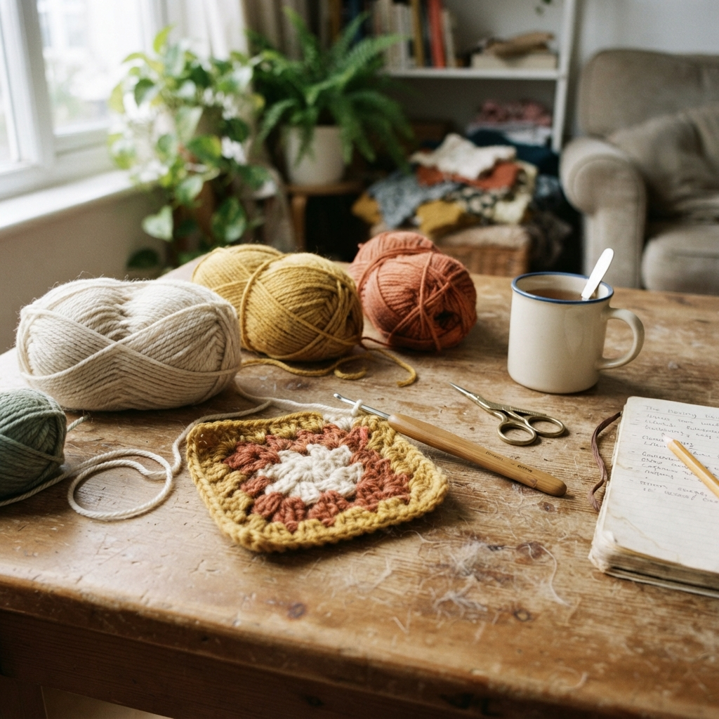 crochet workspace with yarn 20260915120725