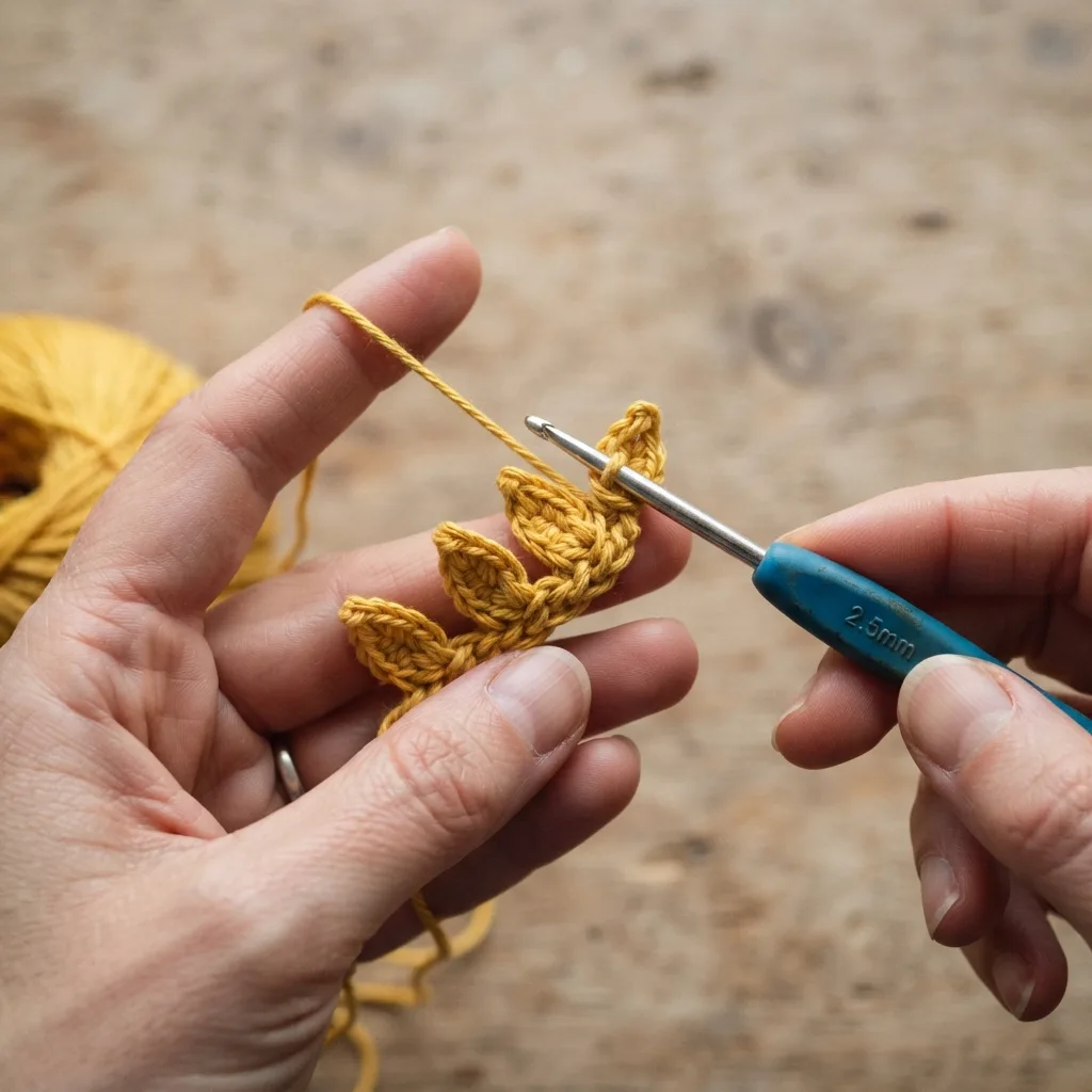 Two layers of golden crochet sunflower petals arranged around a textured brown center before sewing